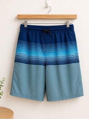 WEEKEND ACADEMY Boys XL 14/16 Striped Swim Trunks Shorts Quick Dry UPF 50